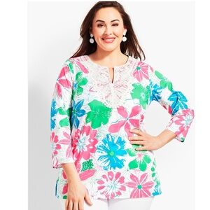 Talbots Lace Bib Tunic- Anguilla Floral